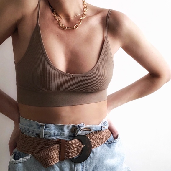 Low Back Bralette in NUDE TAN crop top - Picture 6 of 8